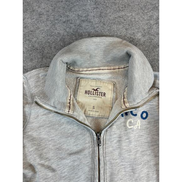 Hollister Full Zip Sweatshirt Womens Small Gray Redondi Surf Club Spellout Logo - Picture 3 of 6
